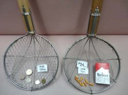 画像2: 直径２４ｃｍ　木柄金網杓子（すくい網・ガラ揚げ）金網木柄杓子