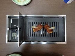 画像2: 焼肉テーブル(オーク　ダーク）CTR-710