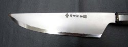 画像2: 弧月　和牛刀　２１０ｍｍ　焔　HOMURA　両刃　安来青二鋼　塗り鞘ピン付き　柄＝一位八角水牛柄