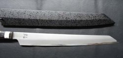 画像1: 剣型柳刃　飛燕　焔　HOMURA　両刃　安来青二鋼　塗り鞘ピン付き