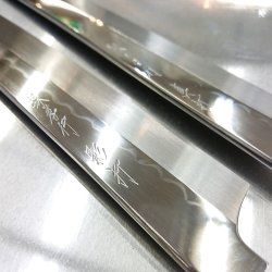 画像6: 真打 飛燕 (本焼白二鋼) 剣型柳刃 300mm　波浮かし 波紋がたまらない 入荷しました　鏡面（元々）鞘付（元々）