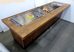 画像8: ２６００ｘ８００ｘ高７５０　古木柄（茶色の木目）　即納可　お好み焼・鉄板焼カウンター　鉄板・バーナーx３付/