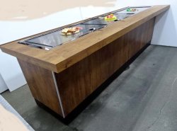 画像3: ２６００ｘ８００ｘ高７５０　古木柄（茶色の木目）　即納可　お好み焼・鉄板焼カウンター　鉄板・バーナーx３付/