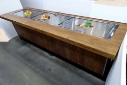 画像4: ２６００ｘ８００ｘ高７５０　古木柄（茶色の木目）　即納可　お好み焼・鉄板焼カウンター　鉄板・バーナーx３付/