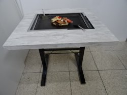 画像4: 750ｘ750x高720　２本足長　白石目柄　蓋付き（食卓テーブル兼用型）　即納可