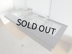 画像2: お好み焼・鉄板焼　カウンター　1800ｘ（700＋パイプ50）ｘ高さ７５０　黒木目　鉄板１枚メインの焼き専/