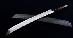 画像2: 堺孝行 斬月 先丸正夫 銀三鋼 塗り鞘ピン付き(元々) 300mm 330mm 360mm 390mm  レア ステンレス系 サビにくい