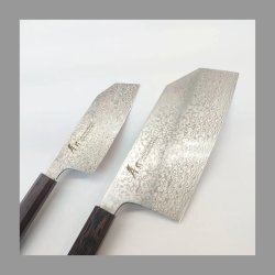 画像2: コアレスウェンジ輪無柄　幅広文化包丁195ｍｍ＋小文化包丁135ｍｍ ２本セット　VG-10　VG-2　ステンレス系　サビにくい 