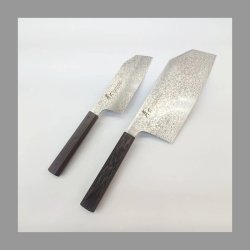 画像1: コアレスウェンジ輪無柄　幅広文化包丁195ｍｍ＋小文化包丁135ｍｍ ２本セット　VG-10　VG-2　ステンレス系　サビにくい 