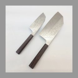 画像4: コアレスウェンジ輪無柄　幅広文化包丁195ｍｍ＋小文化包丁135ｍｍ ２本セット　VG-10　VG-2　ステンレス系　サビにくい 