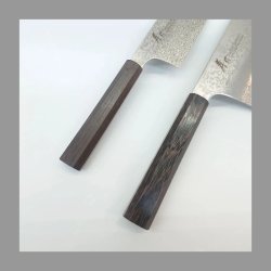 画像3: コアレスウェンジ輪無柄　幅広文化包丁195ｍｍ＋小文化包丁135ｍｍ ２本セット　VG-10　VG-2　ステンレス系　サビにくい 