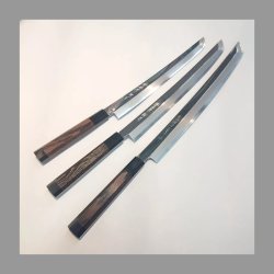 画像2: 堺孝行 斬月 先丸正夫 銀三鋼 塗り鞘ピン付き(元々) 300mm 330mm 360mm 390mm 鏡面 (タケウチ別注)  ステンレス系 サビにくい