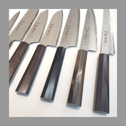 画像7: 堺孝行 梨地 和筋引 240mm VG-10 黒檀柄 ステンレス 割込 両刃 包丁 堺孝行