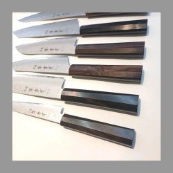 画像8: 梨地 三徳 170mm VG-10 割込 黒檀柄 ステンレス 堺孝行 両刃