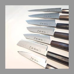 画像9: 2本セット 梨地 剣型三徳 160mm 剣型牛刀 190mm VG-10 割込 堺孝行 ステンレス 両刃