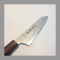 画像2: 梨地 剣型三徳 160mm VG-10 黒檀柄 ステンレス 割込 堺孝行 両刃