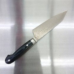 画像4: 堺孝行 コアレスダマスカス 160mm 剣型 三徳 新品 黒柄　ステンレス　両刃