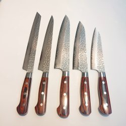 画像9: 堺孝行　33層槌目ダマスカス 　剣型柳刃　筋引　牛刀　三徳　ブッチャーナイフ　菜切　ペティナイフ