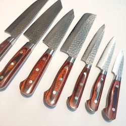 画像7: 堺孝行　33層槌目ダマスカス 　剣型柳刃　筋引　牛刀　三徳　ブッチャーナイフ　菜切　ペティナイフ