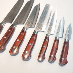 画像6: 堺孝行　33層槌目ダマスカス 　剣型柳刃　筋引　牛刀　三徳　ブッチャーナイフ　菜切　ペティナイフ