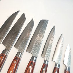 画像5: 堺孝行　33層槌目ダマスカス 　剣型柳刃　筋引　牛刀　三徳　ブッチャーナイフ　菜切　ペティナイフ