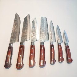 画像2: 堺孝行　33層槌目ダマスカス 　剣型柳刃　筋引　牛刀　三徳　ブッチャーナイフ　菜切　ペティナイフ