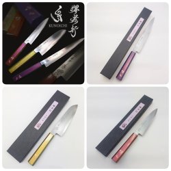 画像2: 堺孝行　くのいち　彫刻包丁　包丁に美しいデザインを彫刻した芸術品の包丁　筋引240ｍｍ　三徳180ｍｍ　ペティ150ｍｍ　３サイズ