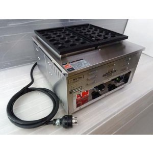 画像: 電気式　たこ焼器　業務用　鉄鋳物たこ鍋  ２連　２００V用