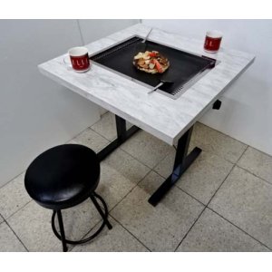 画像: 750ｘ750x高720　２本足長　白石目柄　蓋付き（食卓テーブル兼用型）　即納可