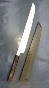 画像: 先丸柳刃　玄武　焔　HOMURA　両刃　安来青二鋼　塗り鞘ピン付　 柄＝黒檀柄　only oneです