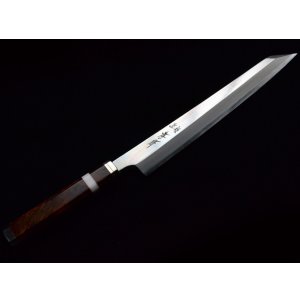 画像: 紫電　SHIDEN　 銀三鋼（サビにくい鋼）　剣型柳刃　300ｍｍ　杉原モデル 