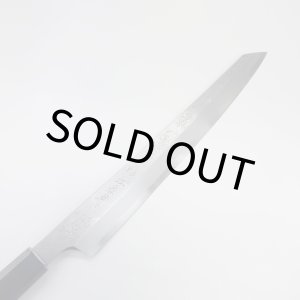 画像: 堺孝行 飛燕 片刃 銀三鋼墨流 花吹雪 塗り鞘ピン付き 300mm 窪田彫刻 タケウチ別注品 ダマスカス レア ステンレス系 サビにくい