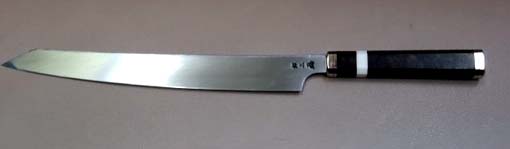 画像: 紫電　SHIDEN　 銀三鋼（サビにくい鋼）　剣型柳刃　300ｍｍ　杉原モデル 