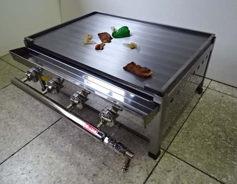画像1: ステーキ用　鉄板焼き器　パイプバーナー付（厨房用）注文生産