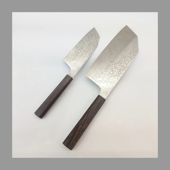 画像4: コアレスウェンジ輪無柄　幅広文化包丁195ｍｍ＋小文化包丁135ｍｍ ２本セット　VG-10　VG-2　ステンレス系　サビにくい 