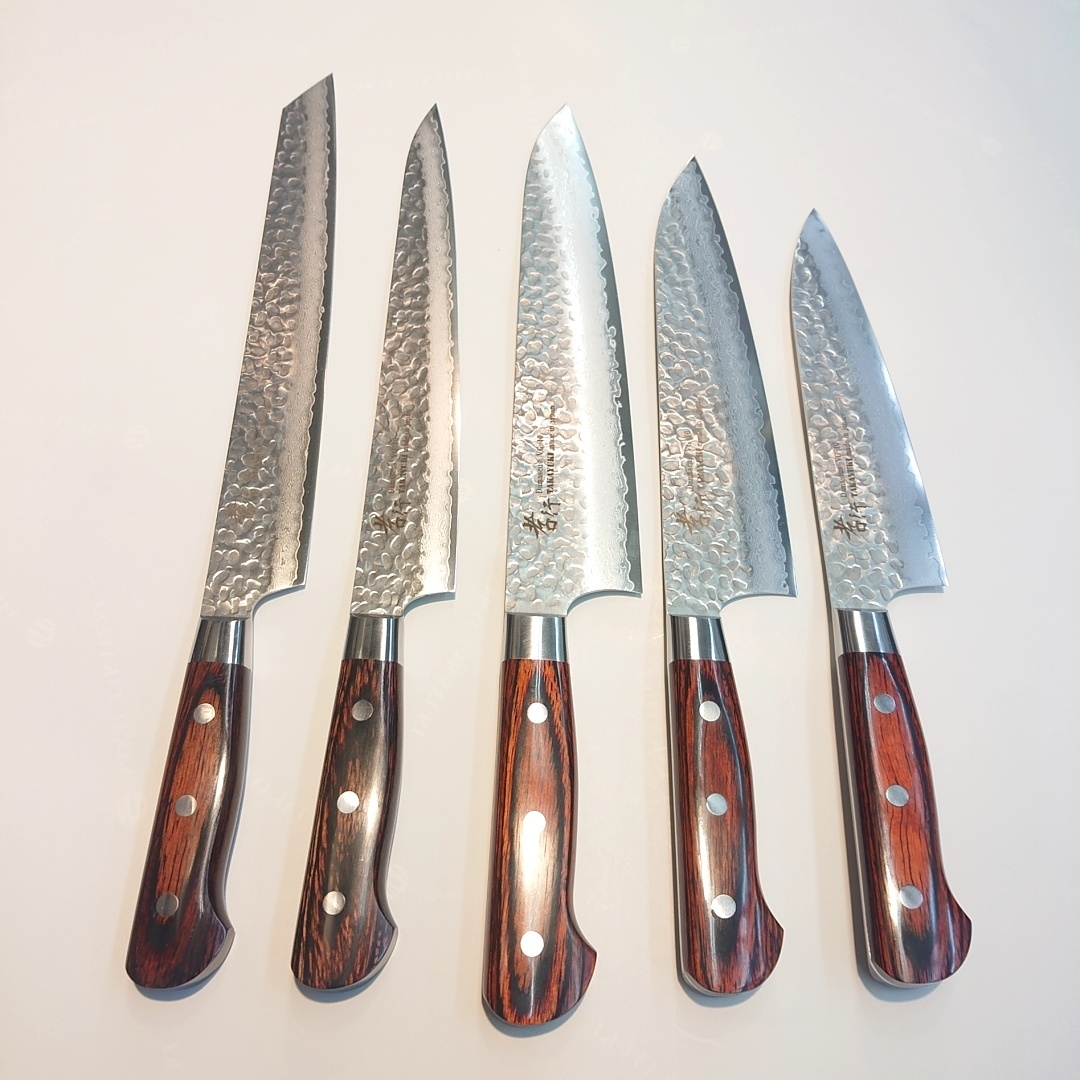 画像8: 堺孝行　33層槌目ダマスカス 　剣型柳刃　筋引　牛刀　三徳　ブッチャーナイフ　菜切　ペティナイフ