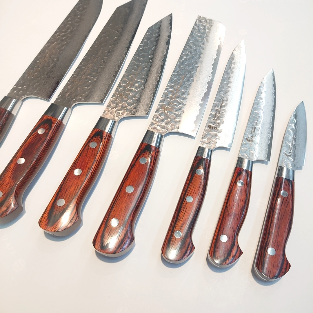 画像6: 堺孝行　33層槌目ダマスカス 　剣型柳刃　筋引　牛刀　三徳　ブッチャーナイフ　菜切　ペティナイフ