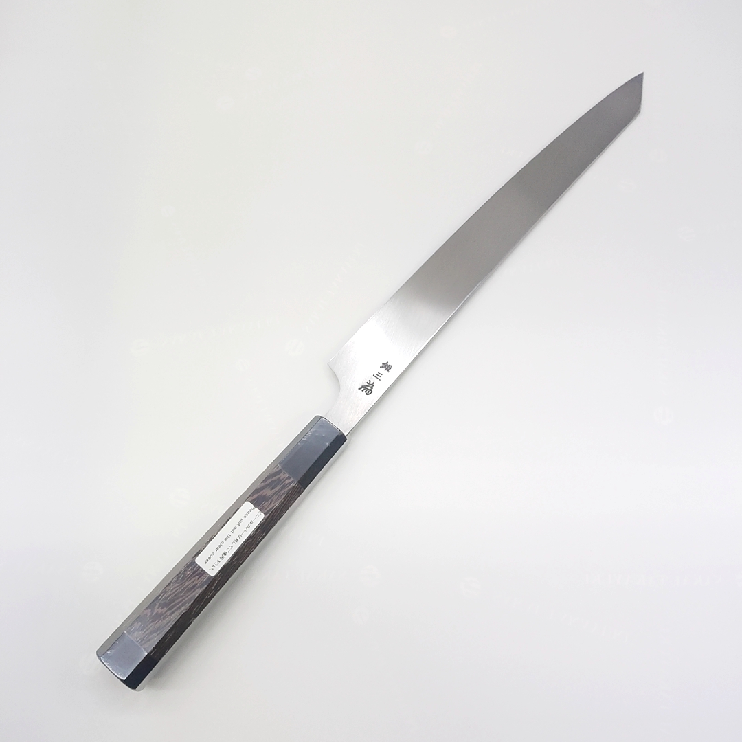 画像3: 堺孝行 飛燕 片刃 銀三鋼墨流 花吹雪 塗り鞘ピン付き 300mm 窪田彫刻 タケウチ別注品 ダマスカス レア ステンレス系 サビにくい